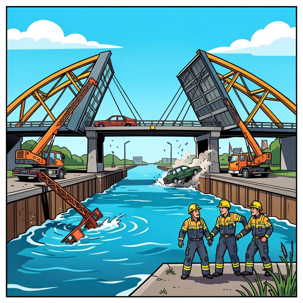 Een plotseling opengaande brug veroorzaakt grote chaos bij de Nieuwe Sluis in Terneuzen.