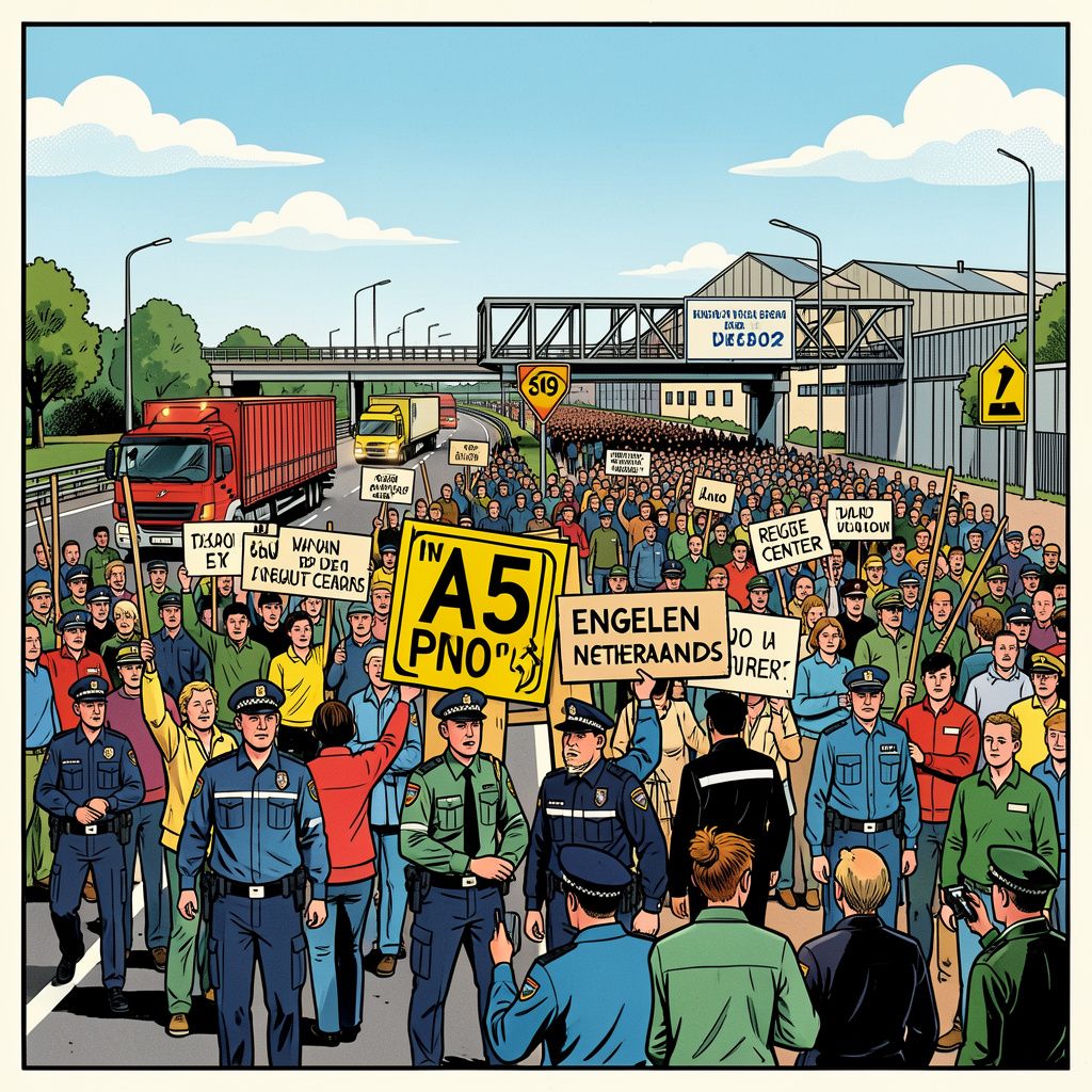 Politie weet wegblokkade te voorkomen toen 300 demonstranten protesteerden tegen vluchtelingenopvang in Engelen