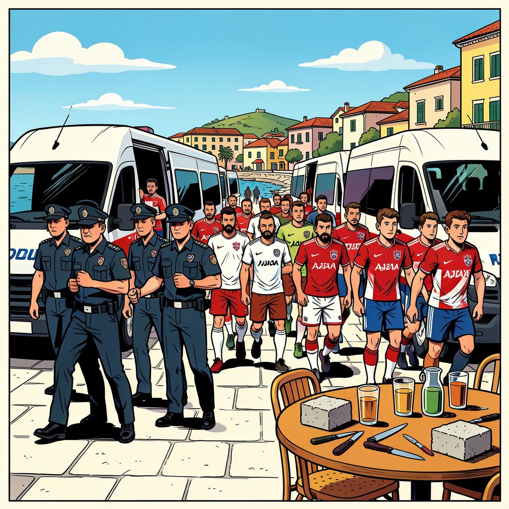 Kroatische politie pakt achttien gewapende Ajax-supporters op in zonnig Split.