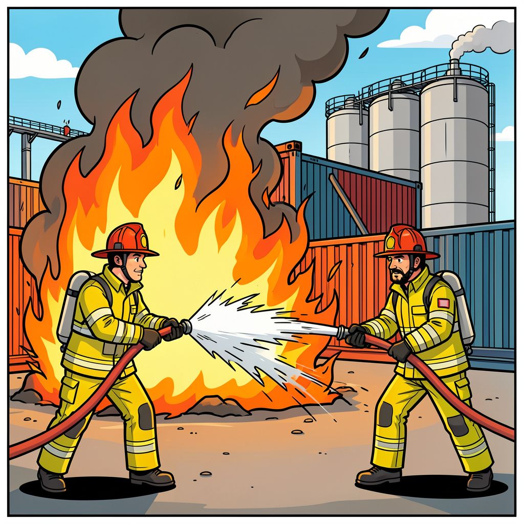 De brandweer voorkomt een ramp bij een veevoerbedrijf in Made na een felle containerbrand.