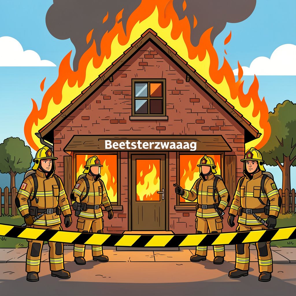 Een felle brand verwoest oud pannenkoekenrestaurant in Beetsterzwaag en zorgt voor asbestalarm.