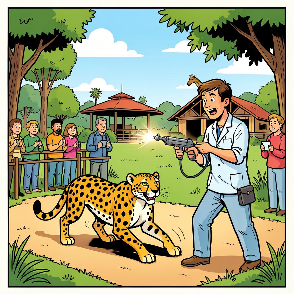 Een cheeta rent vrij rond in Safaripark Beekse Bergen terwijl bezoekers voor gesloten deuren staan