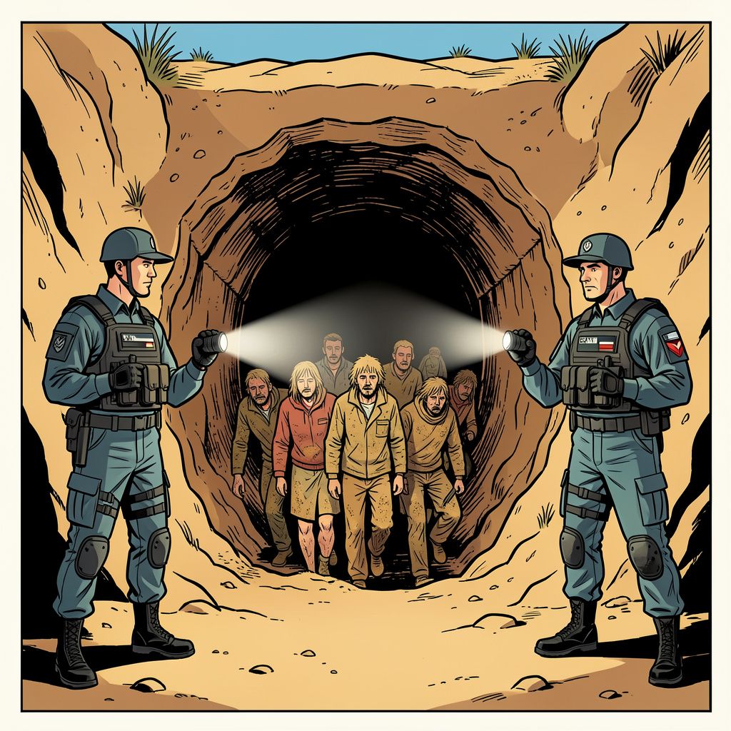Letse grenswachters ontdekken voor het eerst een geheime migrantentunnel onder de grens met Belarus.