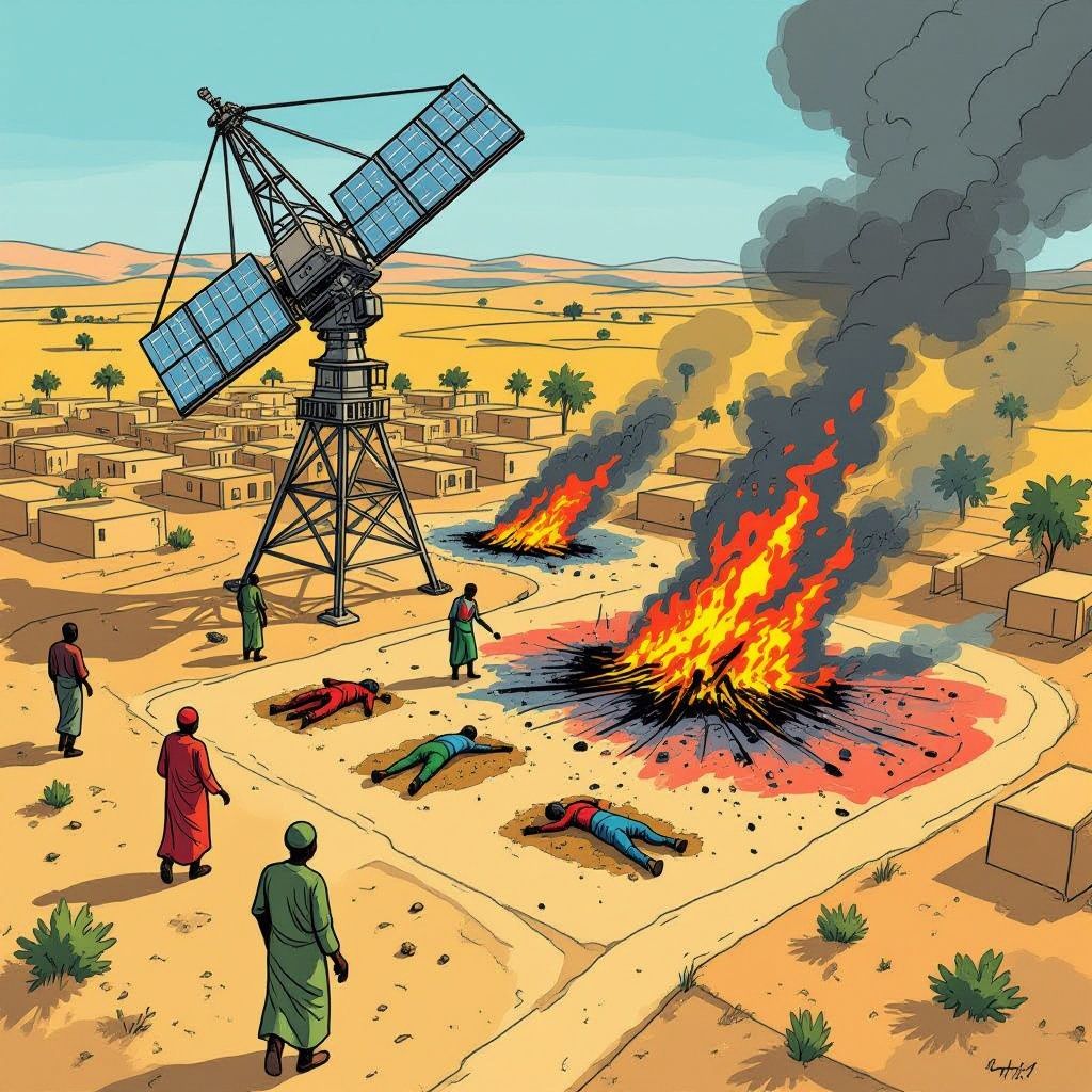 Satellietbeelden onthullen hoe Sudan's paramilitairen 150 stapels lijken proberen weg te werken