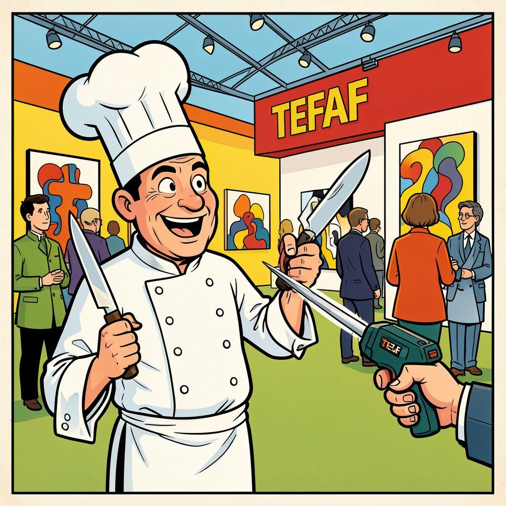 Chef met keukenmessen krijgt taser op zich gericht op Tefaf kunstbeurs