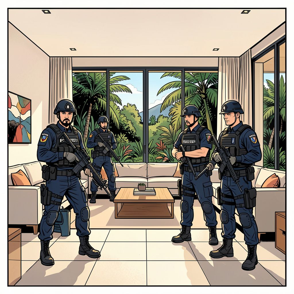 Nederlandse speurders laten een luxe villa in Ecuador doorzoeken in de jacht op cocaïnehandelaren.