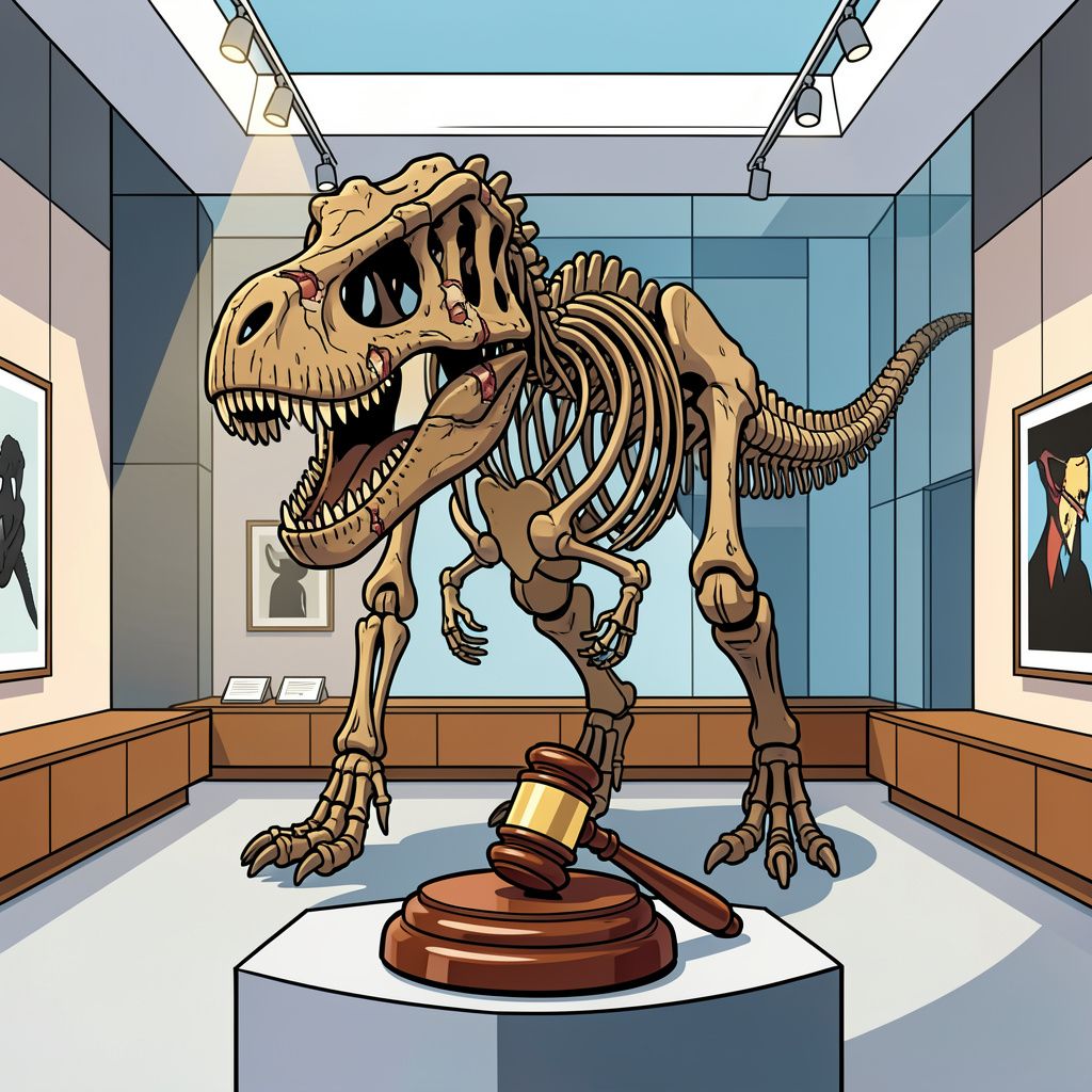 De reusachtige tyrannosaurus rex Gus is gisteren voor een absoluut recordbedrag onder de hamer gegaan.