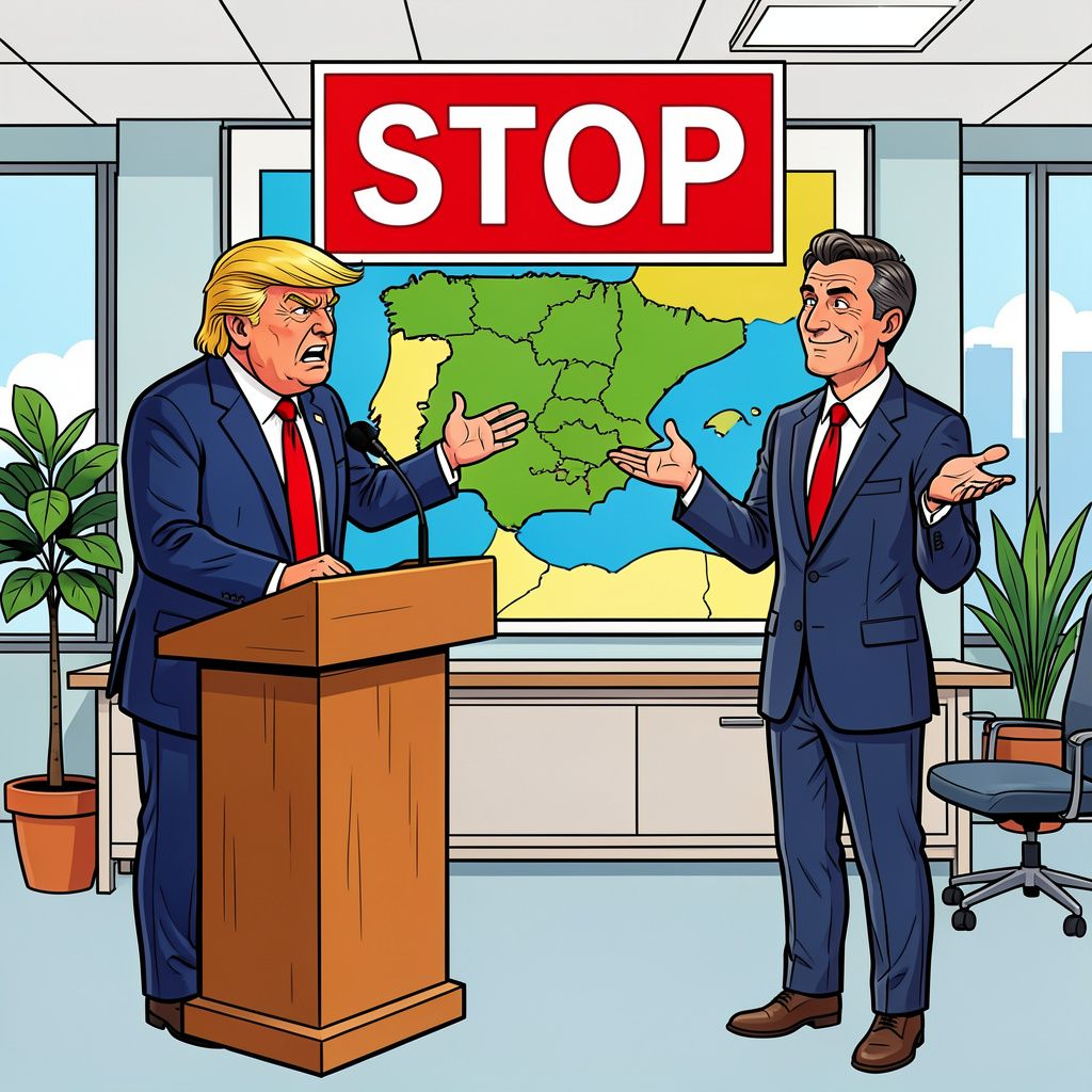 President Donald Trump wil de handel met Spanje per direct volledig stopzetten.